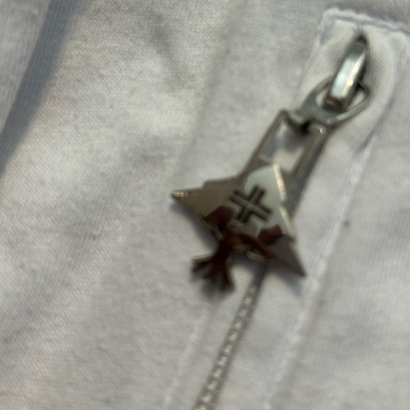 Lrg White Hoodie with Multicolor Striped Front and Blue Lined Hood - Picture 3 of 6